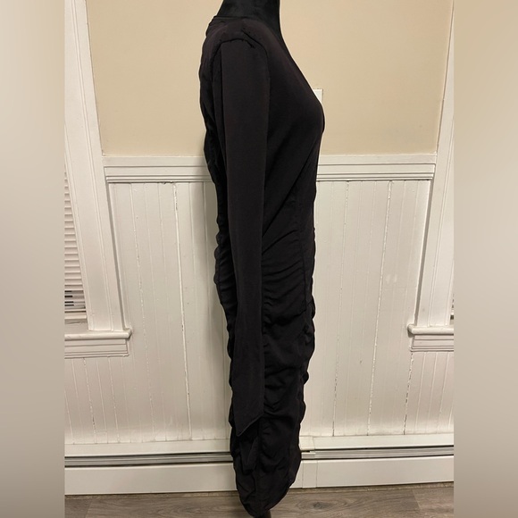 Opening Ceremony OC, V-neck Black Fitted, Rouche Dress, Size Lg, like new - Picture 9 of 10